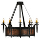 Meyda Lighting Costello 43" 10-Light Costello Black Chandelier With Ivory Faux Candlelight and Fan