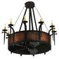 Meyda Lighting Costello 43" 10-Light Costello Black Chandelier With Ivory Faux Candlelight and Fan