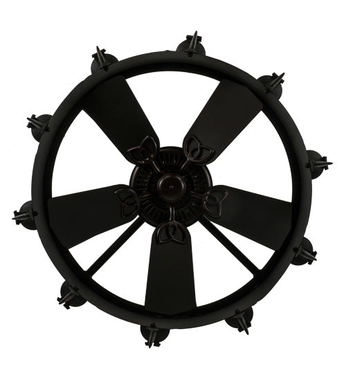 Meyda Lighting Costello 43" 10-Light Costello Black Chandelier With Ivory Faux Candlelight and Fan