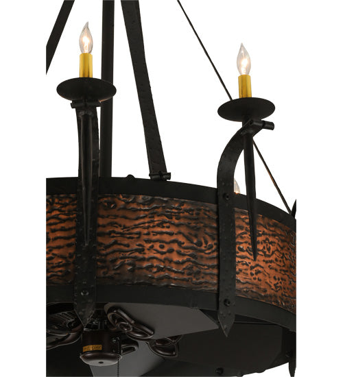 Meyda Lighting Costello 43" 10-Light Costello Black Chandelier With Ivory Faux Candlelight and Fan