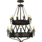 Meyda Lighting Costello 45" 20-Light 2-Tier Costello Black Chandelier With Ivory Faux Candlelight