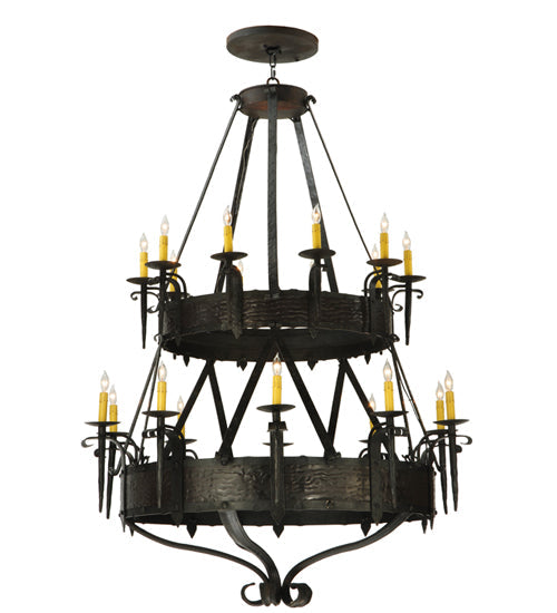 Meyda Lighting Costello 45" 20-Light 2-Tier Costello Black Chandelier With Ivory Faux Candlelight