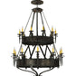 Meyda Lighting Costello 45" 20-Light 2-Tier Costello Black Chandelier With Ivory Faux Candlelight