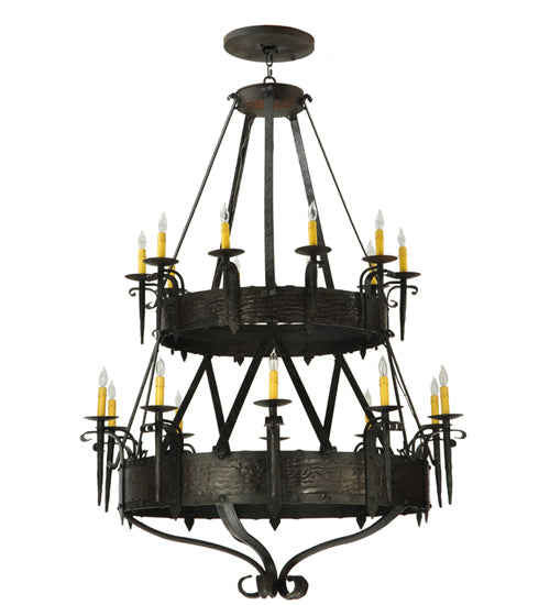 Meyda Lighting Costello 45" 20-Light 2-Tier Costello Black Chandelier With Ivory Faux Candlelight