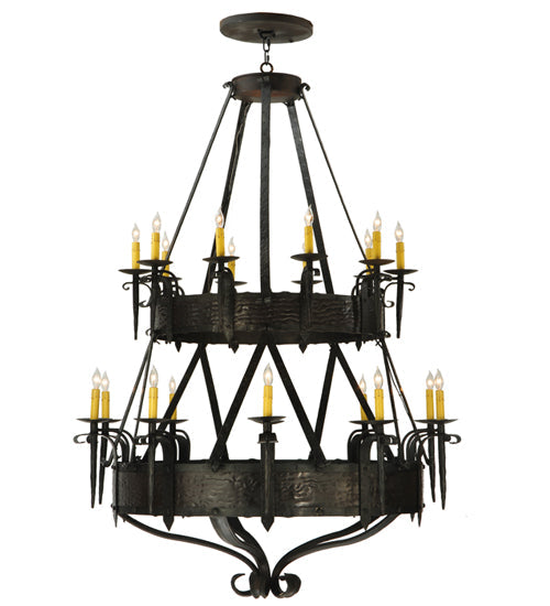 Meyda Lighting Costello 45" 20-Light 2-Tier Costello Black Chandelier With Ivory Faux Candlelight
