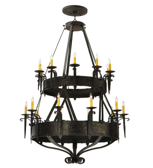Meyda Lighting Costello 45" 20-Light 2-Tier Costello Black Chandelier With Ivory Faux Candlelight