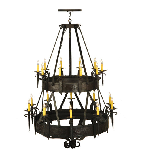Meyda Lighting Costello 45" 20-Light 2-Tier Costello Black Chandelier With Ivory Faux Candlelight