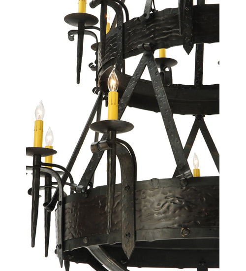 Meyda Lighting Costello 45" 20-Light 2-Tier Costello Black Chandelier With Ivory Faux Candlelight