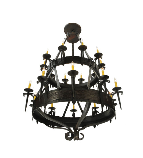 Meyda Lighting Costello 45" 20-Light 2-Tier Costello Black Chandelier With Ivory Faux Candlelight