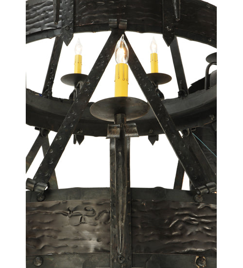 Meyda Lighting Costello 45" 20-Light 2-Tier Costello Black Chandelier With Ivory Faux Candlelight