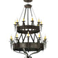 Meyda Lighting Costello 45" 20-Light 2-Tier Costello Black Chandelier With Ivory Faux Candlelight