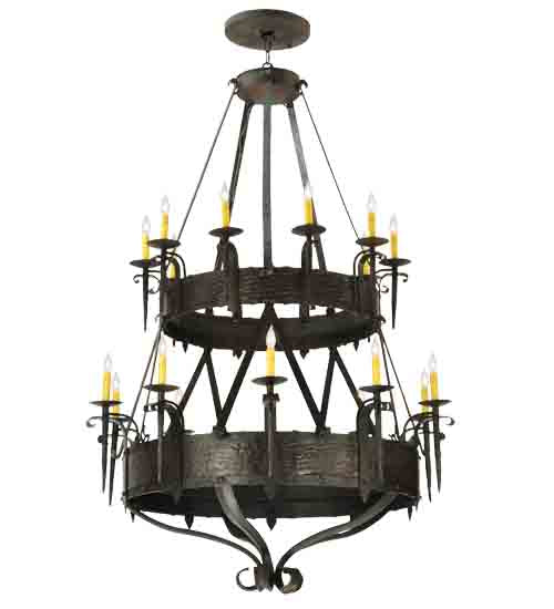 Meyda Lighting Costello 45" 20-Light 2-Tier Costello Black Chandelier With Ivory Faux Candlelight