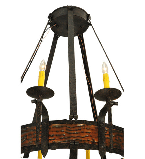 Meyda Lighting Costello 48" 20-Light 2-Tier Coffee Bean & Blackend Copper Chandelier With Ivory Faux Candlelight