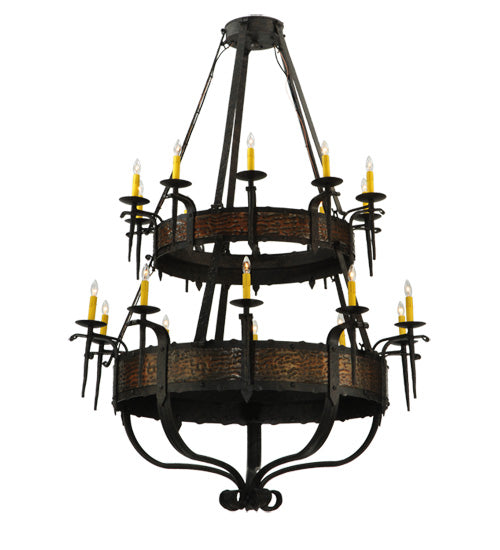 Meyda Lighting Costello 48" 20-Light 2-Tier Coffee Bean & Blackend Copper Chandelier With Ivory Faux Candlelight