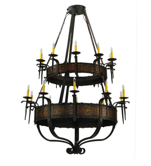 Meyda Lighting Costello 48" 20-Light 2-Tier Coffee Bean & Blackend Copper Chandelier With Ivory Faux Candlelight