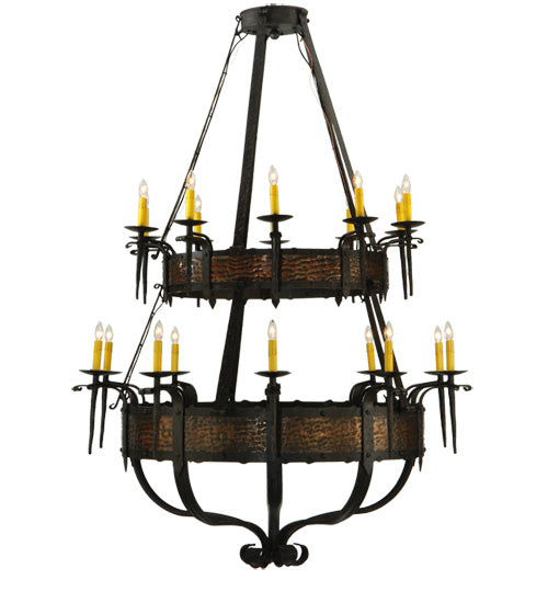 Meyda Lighting Costello 48" 20-Light 2-Tier Coffee Bean & Blackend Copper Chandelier With Ivory Faux Candlelight