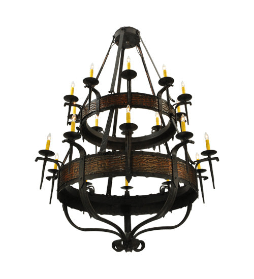 Meyda Lighting Costello 48" 20-Light 2-Tier Coffee Bean & Blackend Copper Chandelier With Ivory Faux Candlelight
