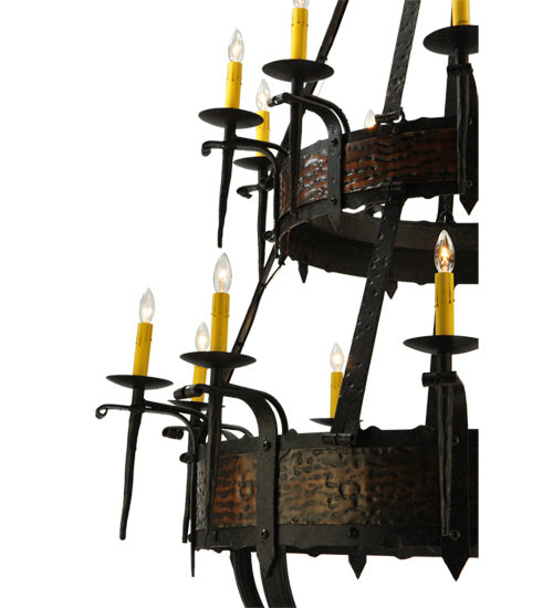 Meyda Lighting Costello 48" 20-Light 2-Tier Coffee Bean & Blackend Copper Chandelier With Ivory Faux Candlelight