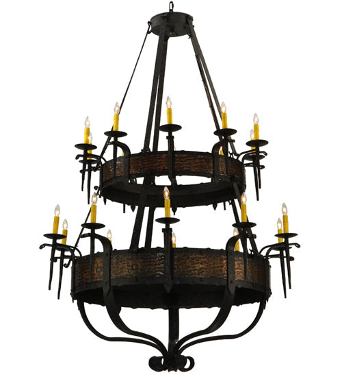 Meyda Lighting Costello 48" 20-Light 2-Tier Coffee Bean & Blackend Copper Chandelier With Ivory Faux Candlelight
