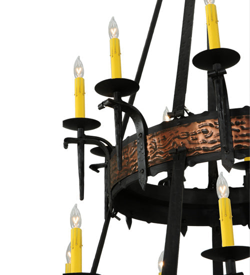 Meyda Lighting Costello 48" 20-Light 2-Tier Costello Black & Blackend Banding Chandelier