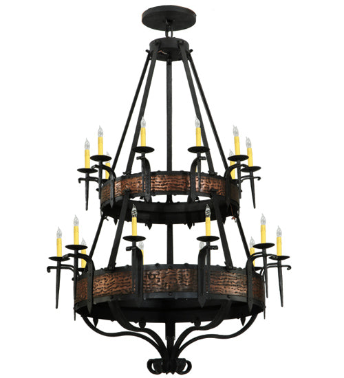 Meyda Lighting Costello 48" 20-Light 2-Tier Costello Black & Blackend Banding Chandelier