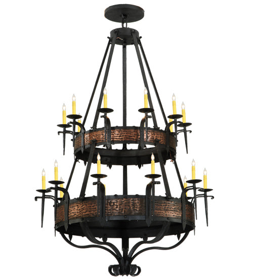 Meyda Lighting Costello 48" 20-Light 2-Tier Costello Black & Blackend Banding Chandelier