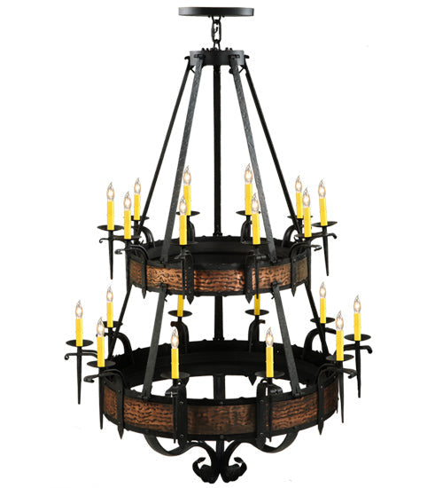 Meyda Lighting Costello 48" 20-Light 2-Tier Costello Black & Blackend Banding Chandelier