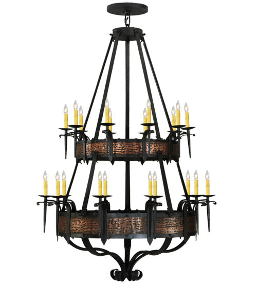 Meyda Lighting Costello 48" 20-Light 2-Tier Costello Black & Blackend Banding Chandelier