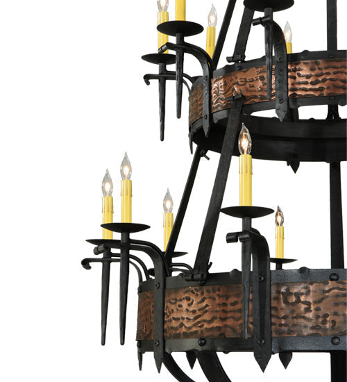 Meyda Lighting Costello 48" 20-Light 2-Tier Costello Black & Blackend Banding Chandelier