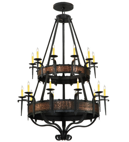 Meyda Lighting Costello 48" 20-Light 2-Tier Costello Black & Blackend Banding Chandelier