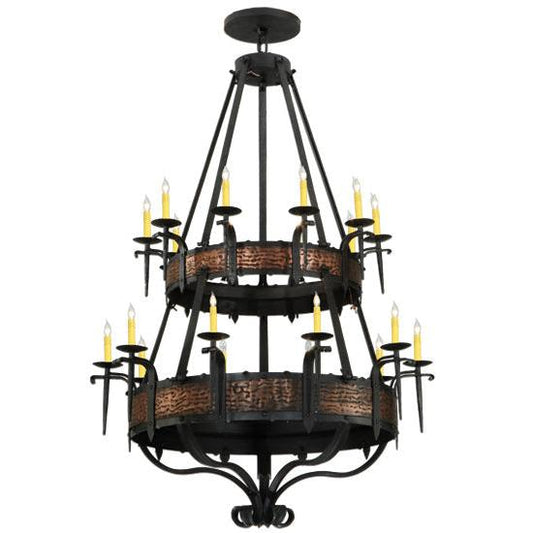 Meyda Lighting Costello 48" 20-Light 2-Tier Costello Black & Blackend Banding Chandelier