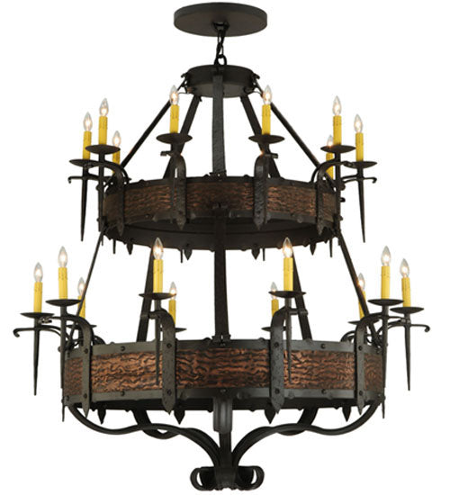 Meyda Lighting Costello 48" 20-Light 2-Tier Oil Rubbed Bronze Chandelier With Ivory Faux Candlelight