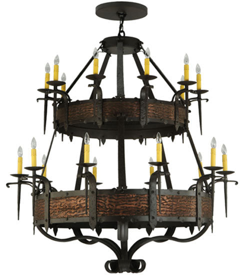 Meyda Lighting Costello 48" 20-Light 2-Tier Oil Rubbed Bronze Chandelier With Ivory Faux Candlelight