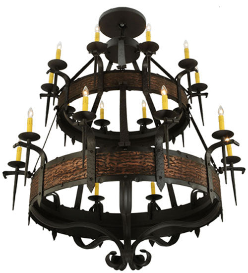 Meyda Lighting Costello 48" 20-Light 2-Tier Oil Rubbed Bronze Chandelier With Ivory Faux Candlelight
