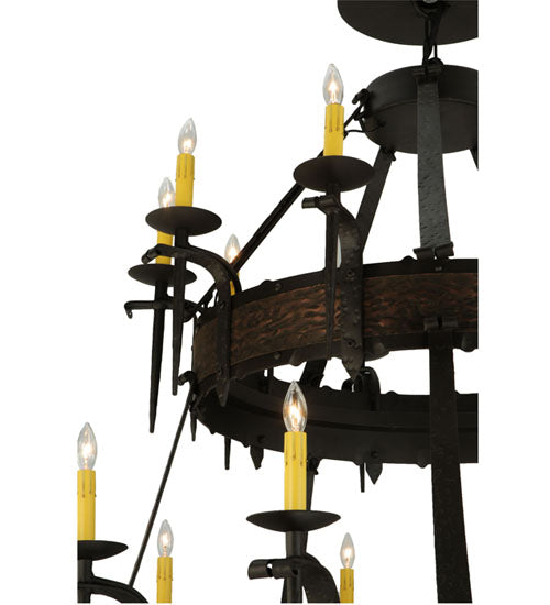 Meyda Lighting Costello 48" 20-Light 2-Tier Oil Rubbed Bronze Chandelier With Ivory Faux Candlelight