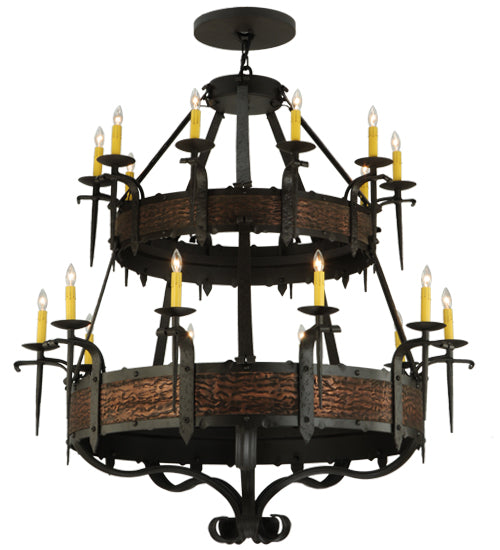 Meyda Lighting Costello 48" 20-Light 2-Tier Oil Rubbed Bronze Chandelier With Ivory Faux Candlelight