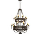 Meyda Lighting Costello 48" 20-Light 2-Tier Oil Rubbed Bronze & Gothic Gold Chandelier With Ivory Faux Candlelight