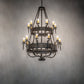 Meyda Lighting Costello 48" 20-Light 2-Tier Oil Rubbed Bronze & Gothic Gold Chandelier With Ivory Faux Candlelight