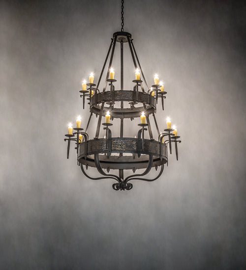 Meyda Lighting Costello 48" 20-Light 2-Tier Oil Rubbed Bronze & Gothic Gold Chandelier With Ivory Faux Candlelight