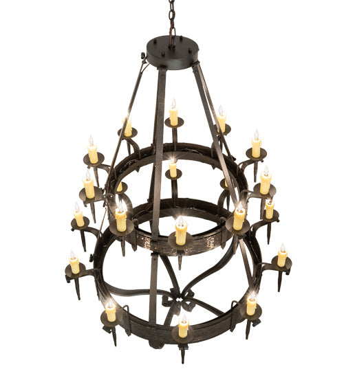 Meyda Lighting Costello 48" 20-Light 2-Tier Oil Rubbed Bronze & Gothic Gold Chandelier With Ivory Faux Candlelight