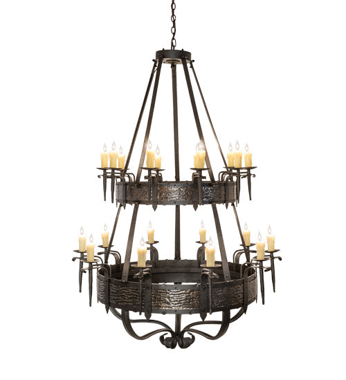 Meyda Lighting Costello 48" 20-Light 2-Tier Oil Rubbed Bronze & Gothic Gold Chandelier With Ivory Faux Candlelight