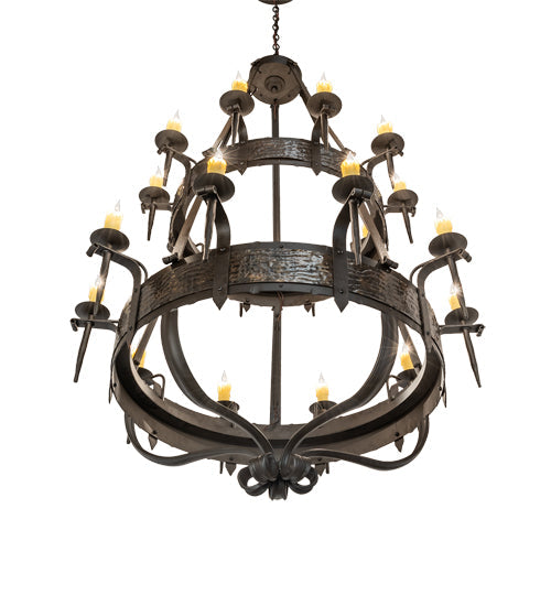 Meyda Lighting Costello 48" 20-Light 2-Tier Oil Rubbed Bronze & Gothic Gold Chandelier With Ivory Faux Candlelight