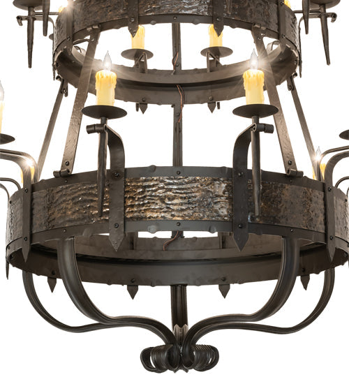 Meyda Lighting Costello 48" 20-Light 2-Tier Oil Rubbed Bronze & Gothic Gold Chandelier With Ivory Faux Candlelight