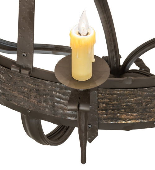 Meyda Lighting Costello 48" 20-Light 2-Tier Oil Rubbed Bronze & Gothic Gold Chandelier With Ivory Faux Candlelight