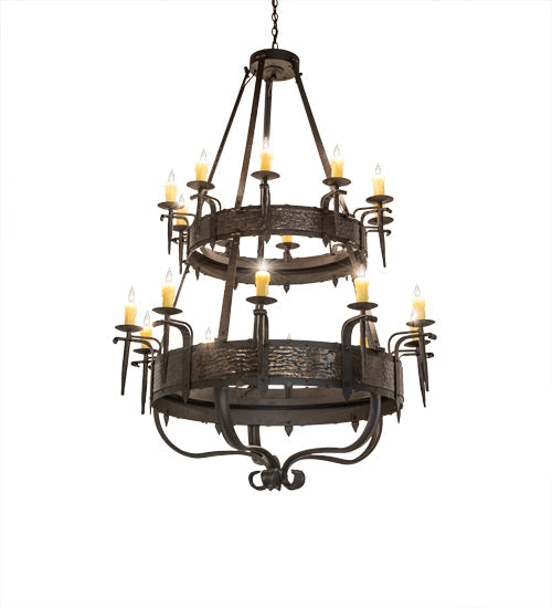 Meyda Lighting Costello 48" 20-Light 2-Tier Oil Rubbed Bronze & Gothic Gold Chandelier With Ivory Faux Candlelight