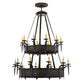 Meyda Lighting Costello 48" 24-Light 2-Tier Costello Black & Blackened Copper Chandelier With Amber Faux Candlelight