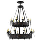 Meyda Lighting Costello 48" 24-Light 2-Tier Costello Black & Blackened Copper Chandelier With Amber Faux Candlelight