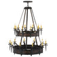 Meyda Lighting Costello 48" 24-Light 2-Tier Costello Black & Blackened Copper Chandelier With Amber Faux Candlelight