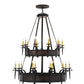 Meyda Lighting Costello 48" 24-Light 2-Tier Costello Black & Blackened Copper Chandelier With Amber Faux Candlelight