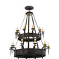 Meyda Lighting Costello 48" 24-Light 2-Tier Costello Black & Blackened Copper Chandelier With Amber Faux Candlelight